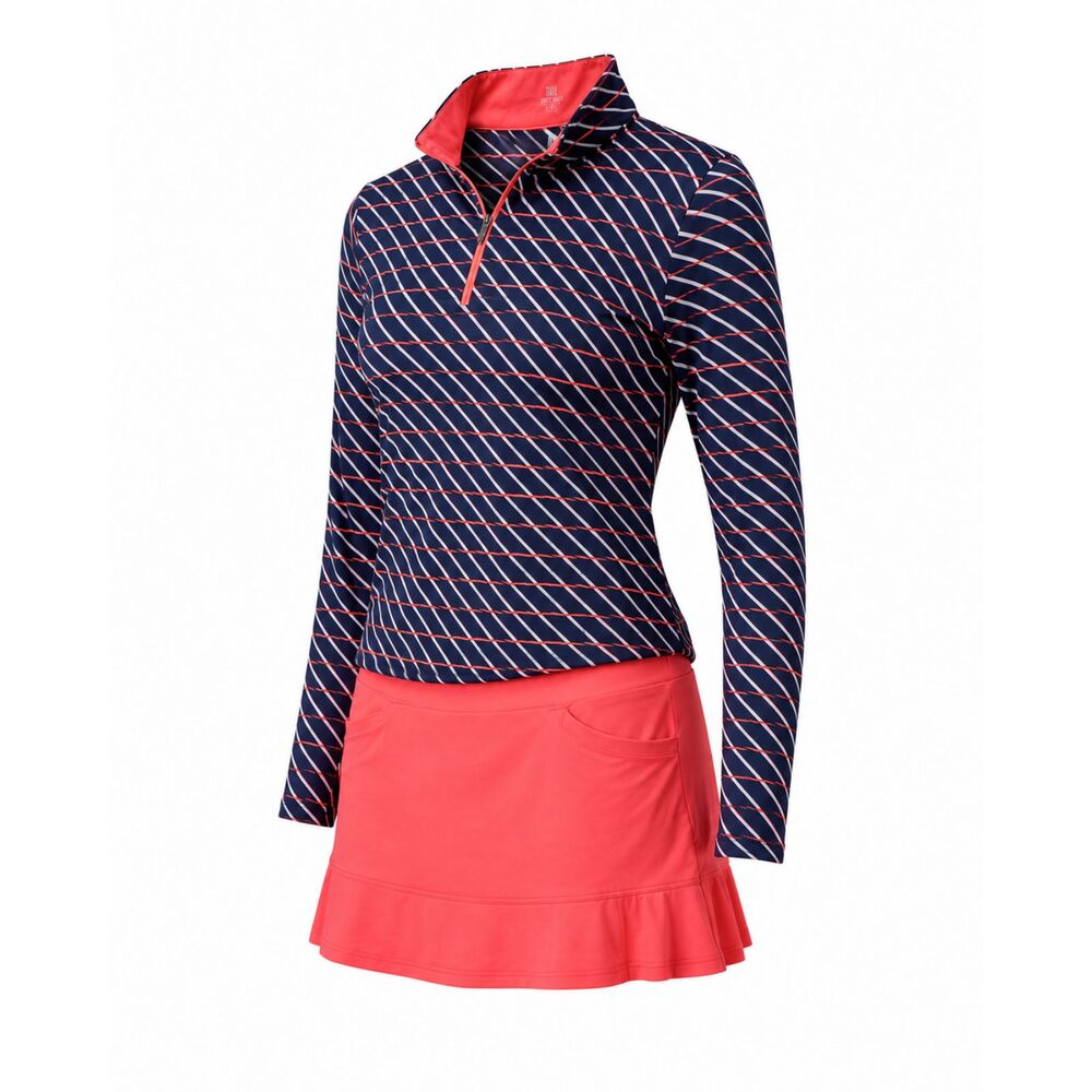 Tail White Label Women's XXL Golf Outfit 2pc Quarter Zip Top Skort Coral Navy